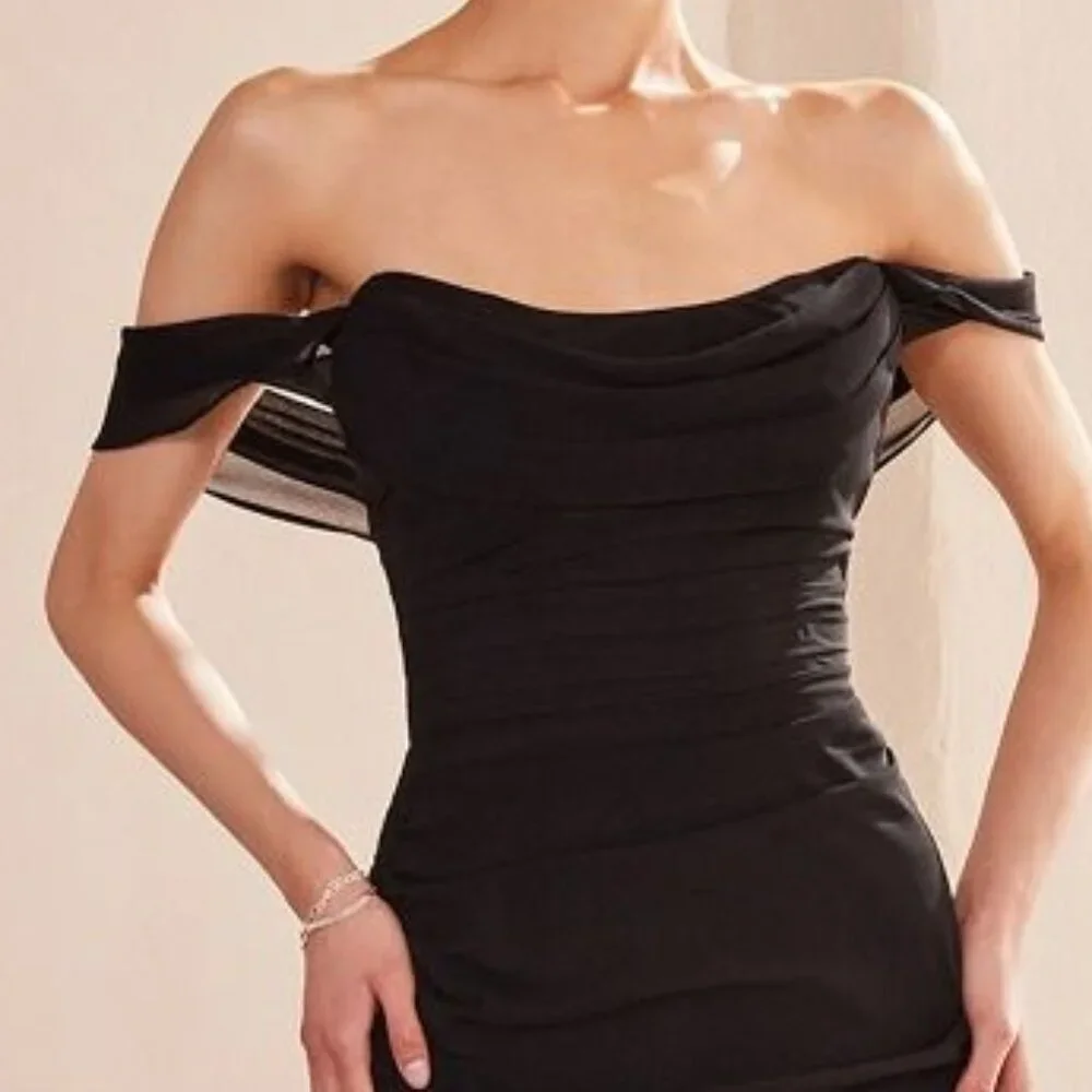 New Off Shoulder Formal Sheath Long Soft Chiffon Dress w/ Lace Up Back CD T705_8